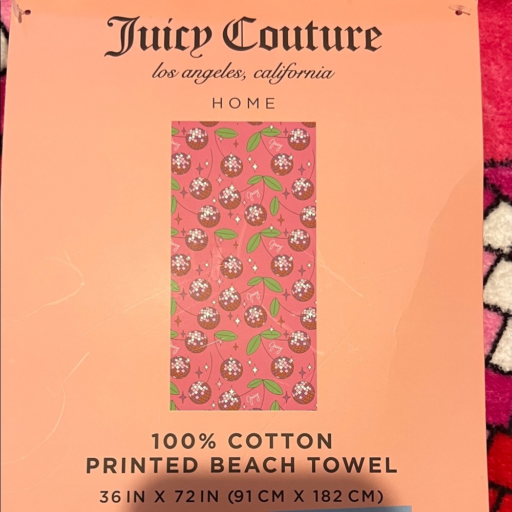 Juicy Couture Pink Designed Beach Towel